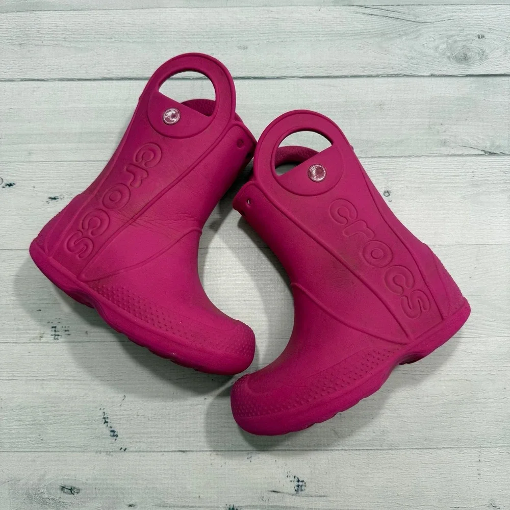 Crocs kids pink rain boots child size 10
